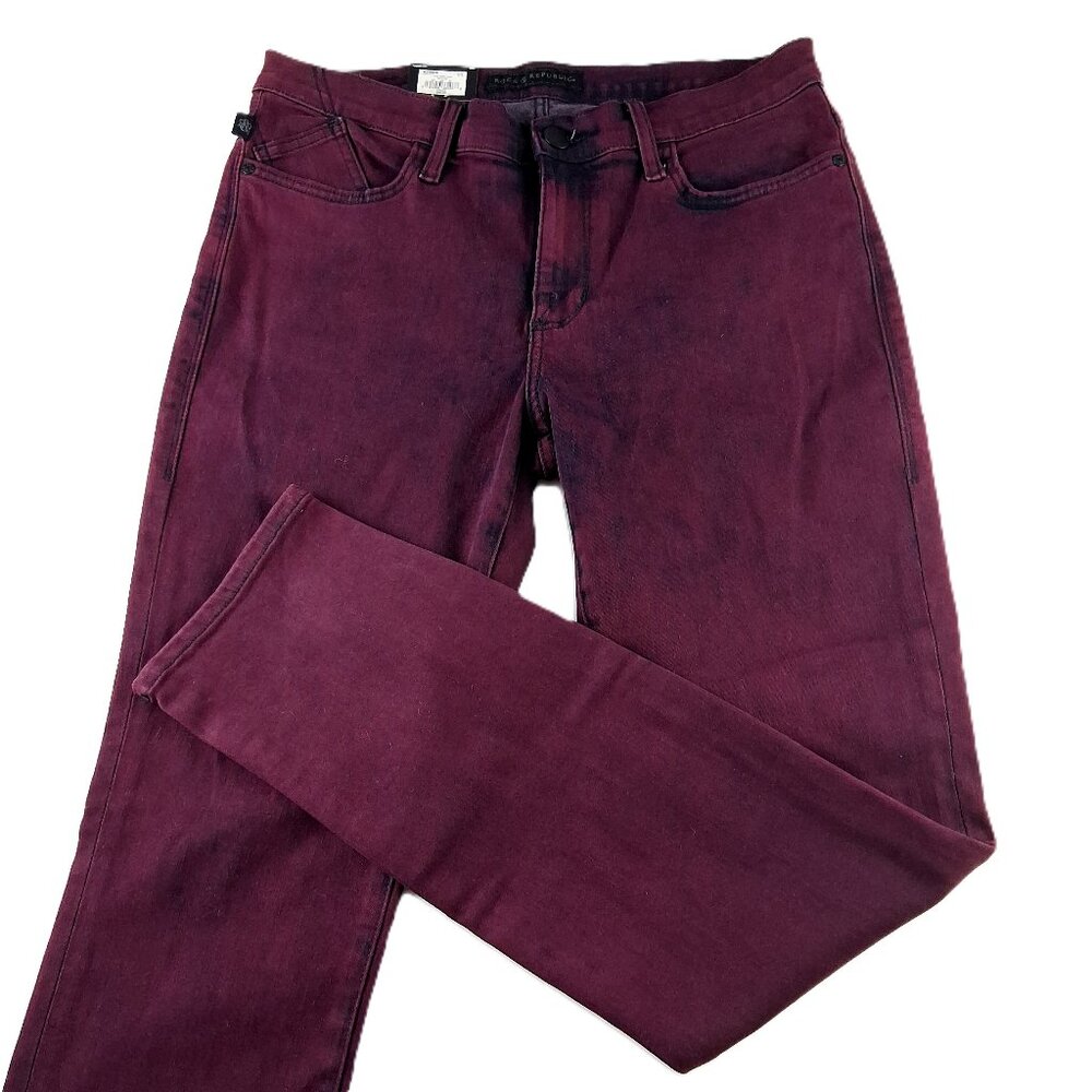 Rock & Republic Berlin Mid Rise Skinny Jeans Women's Size 12 Maroon Purple